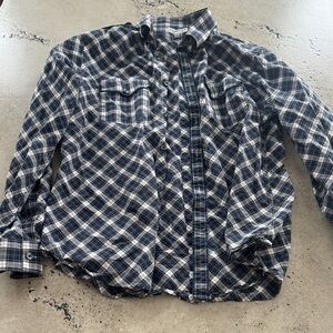 Express Blue and White Plaid Dress Shirt